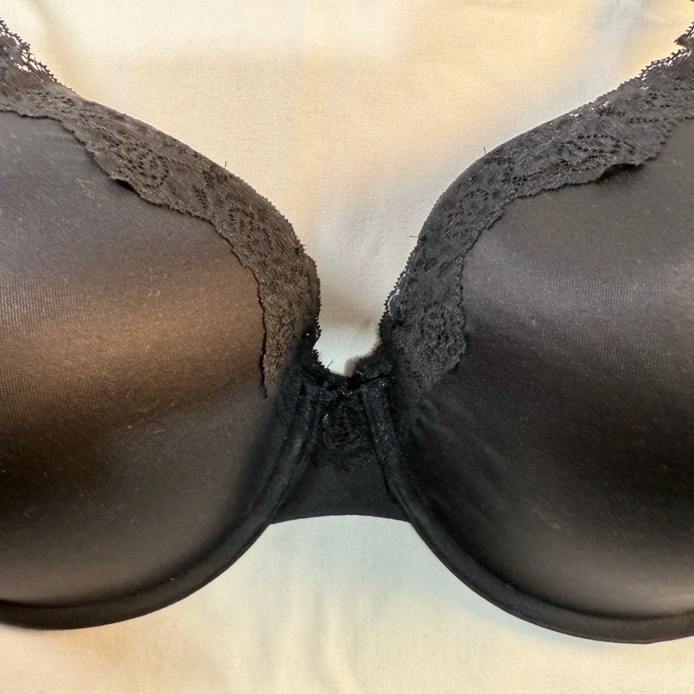 Maidenform 40DD Black Comfort T-Shirt‎ Bra Lace Trim Convertible Straps NWT
